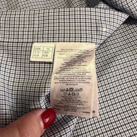 Brooks Brothers Men's Check Slim Fit Dress Shirt 15 Multicolor Long Sleeve - Picture 8 of 10